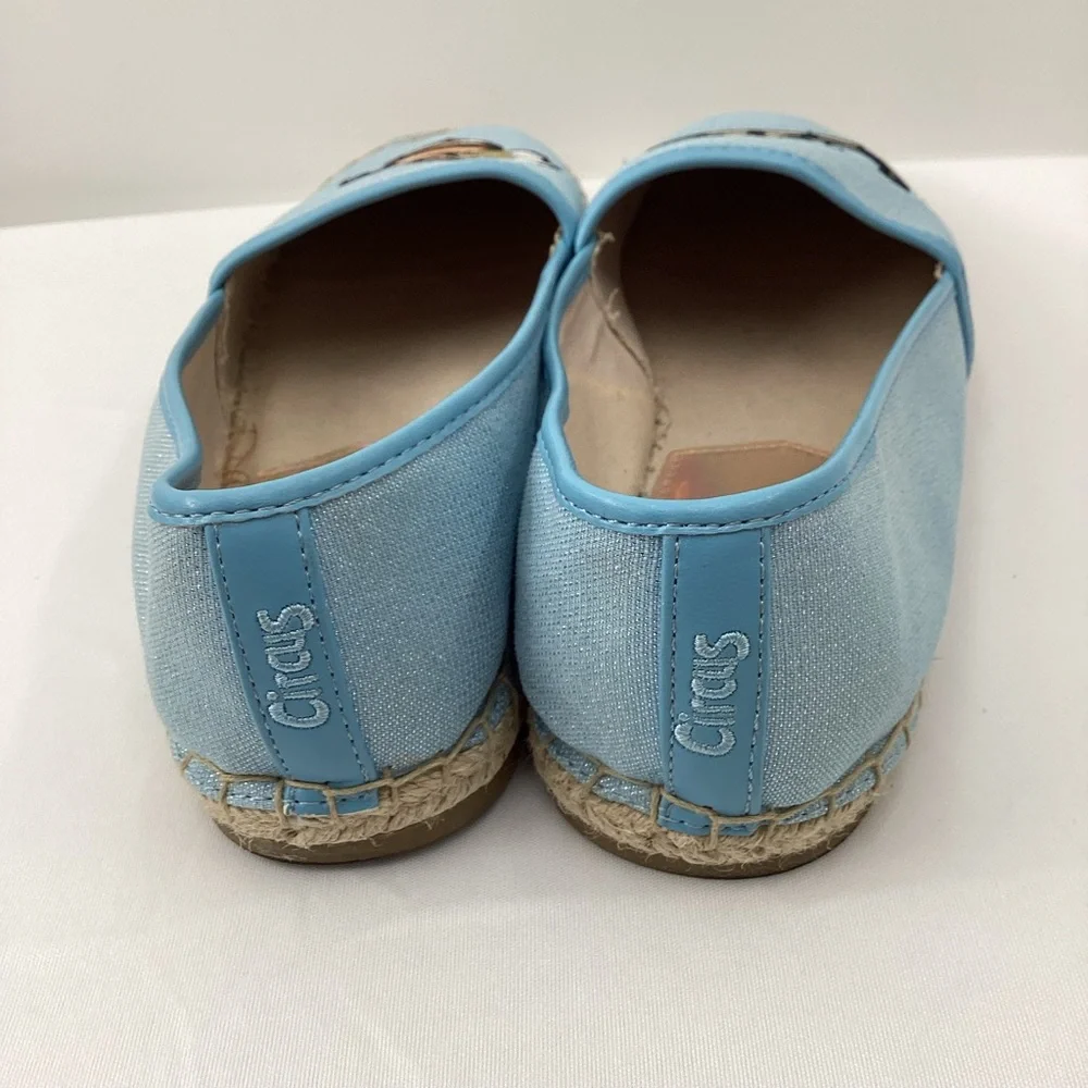 Sam Edelman Circus Light Blue Espadrille Flats with Bee & Gold Crown